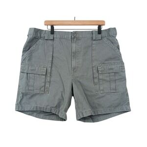 Weekender Cargo‎ Shorts Mens 41 (Tag 42) x 7" Grey Canvas Elastic Waist Gorpcore